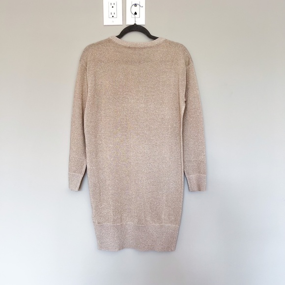 $140 AX Armani Exchange Gold Metallic Merino Blend Knit Mini Dress Long Sleeve M - Picture 12 of 15